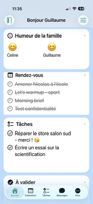 Humeur familiale, rendez-vous et tâches réunis dans edenfamily