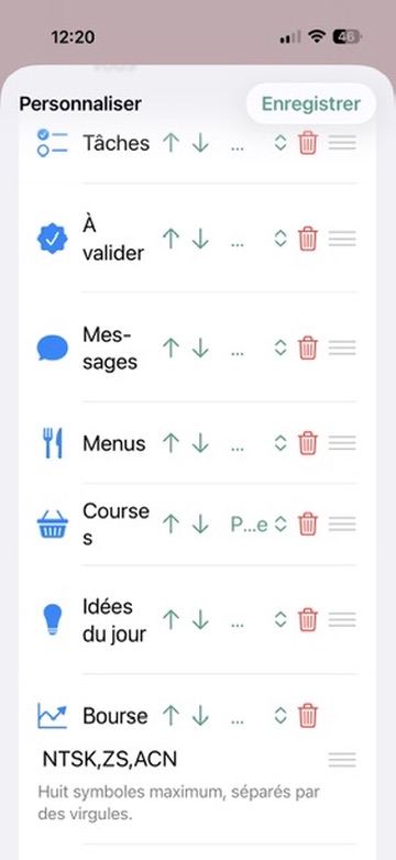 Liste des widgets disponibles dans edenfamily