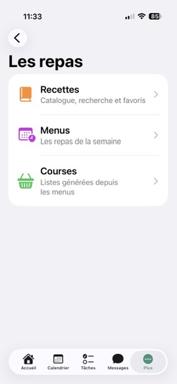 Recettes, menus et courses