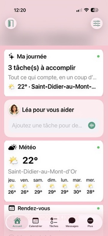 Accueil edenfamily personnalisé avec un thème rose