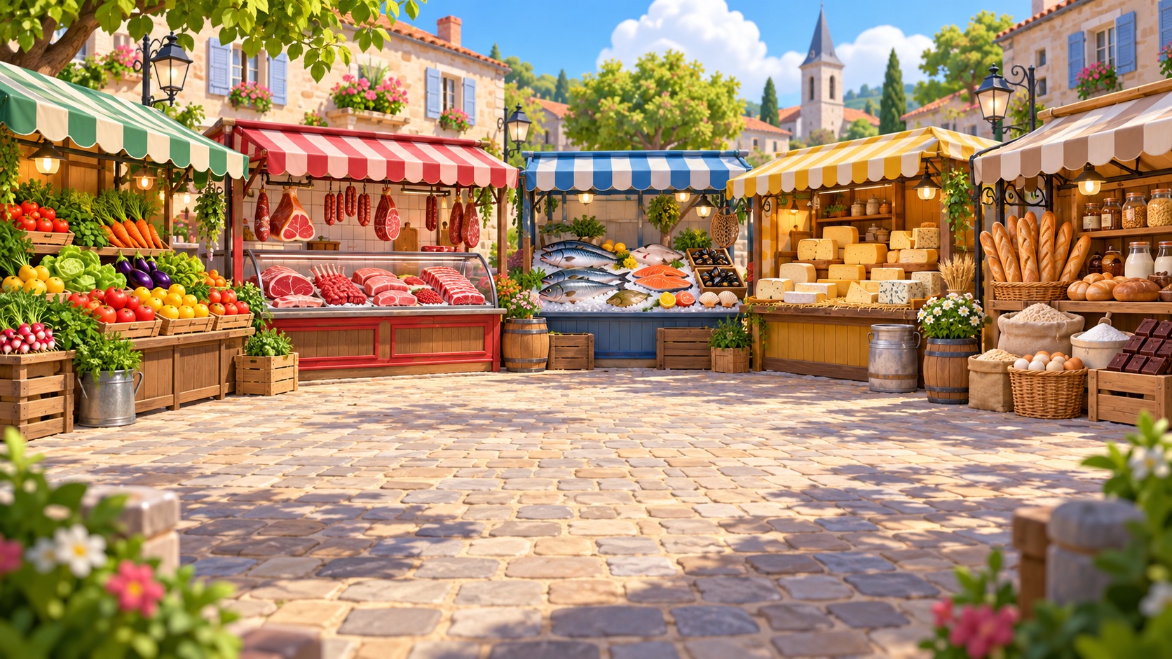 Marché de fruits et légumes du jeu de la marchande