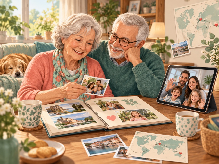 Des grands-parents partagent les souvenirs de leur famille à distance