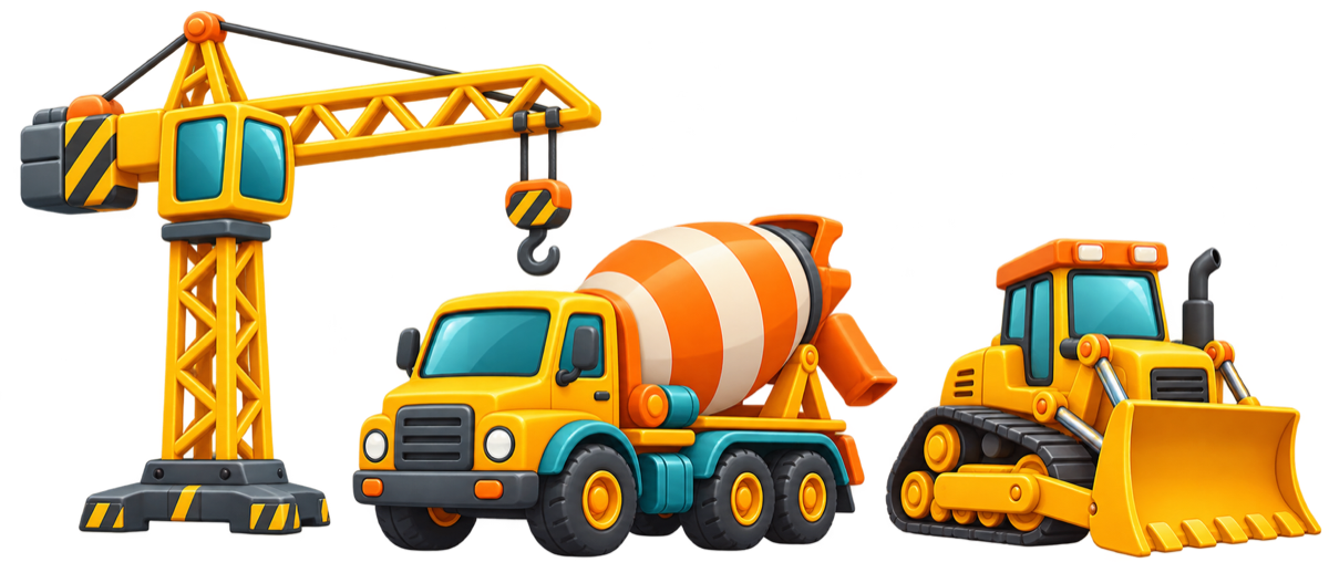 Engins de chantier du jeu Tetris